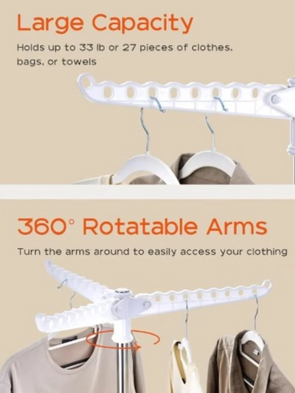 CASAMAYA ​🟣 Clothes Drying Rack Foldable Laundry Tripod in White & Silver